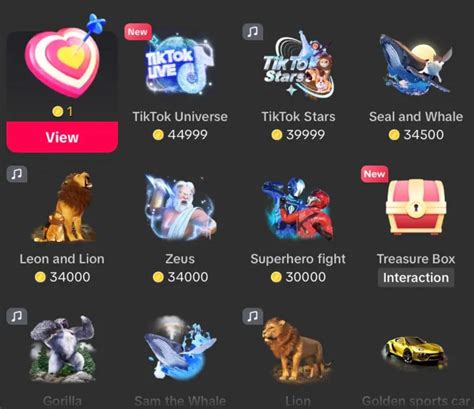 gift prices on tiktok